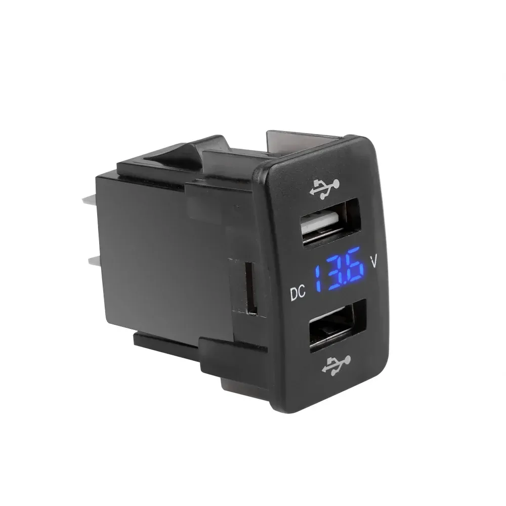 YC-A80 Dual 4.2A USB Car Charger 12V-24V 36X24mm With Voltmeter 60cm Wire Car Accessories For XIAOMI HUAWEI IPHONE Special Honda