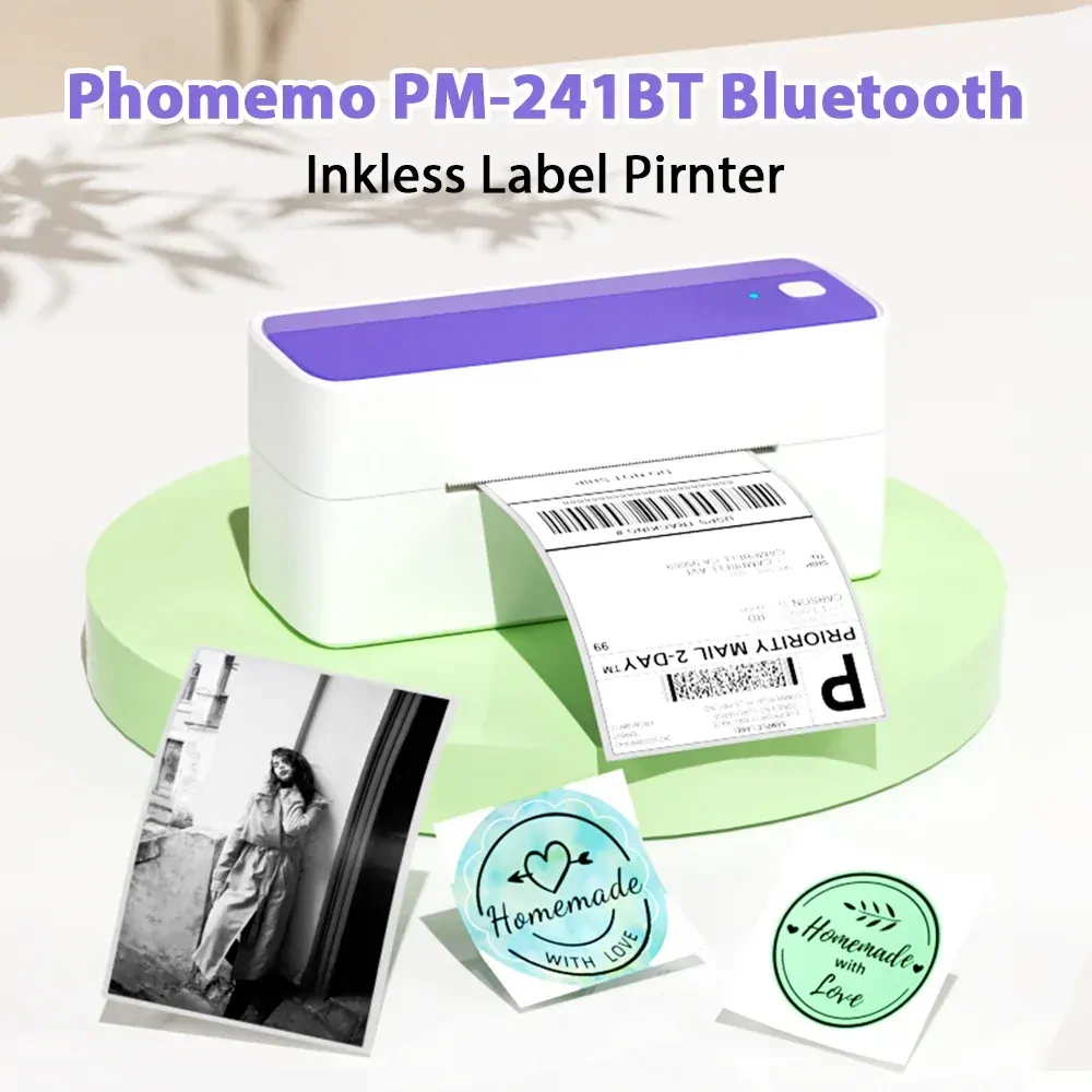 Phomemo 241 Bluetooth Thermal Label Printer Wireless Shipping Label Printer Compatible with iPhone Android Mac Window Wide Used