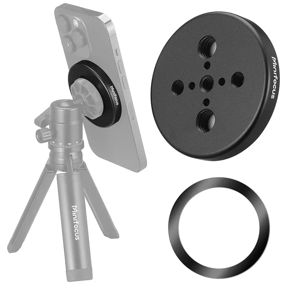 Smartphone Magnetic Phone Holder Base 1/4 Arri Hole for Tripod Adapter Ball Head Mount for iPhone 14 13 MagSafe Cell Phone Stand