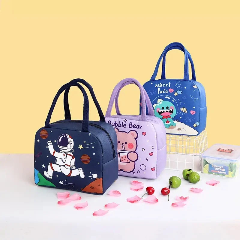 Elementary School Children's Portable Lunch Box Bag Thermal Insulation Bag Cartoon Cute Bento Bag Thermal Ins