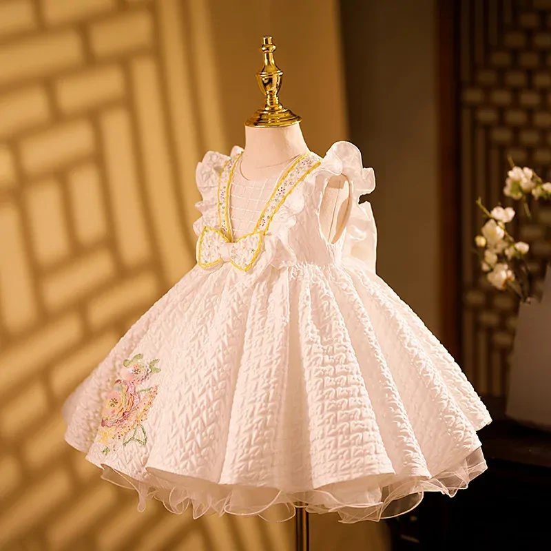 Baby Spanish Lolita Princess Ball Gown Butterfly Sequin Flower Design Birthday Baptism Party Easter Eid Dresses for Girls