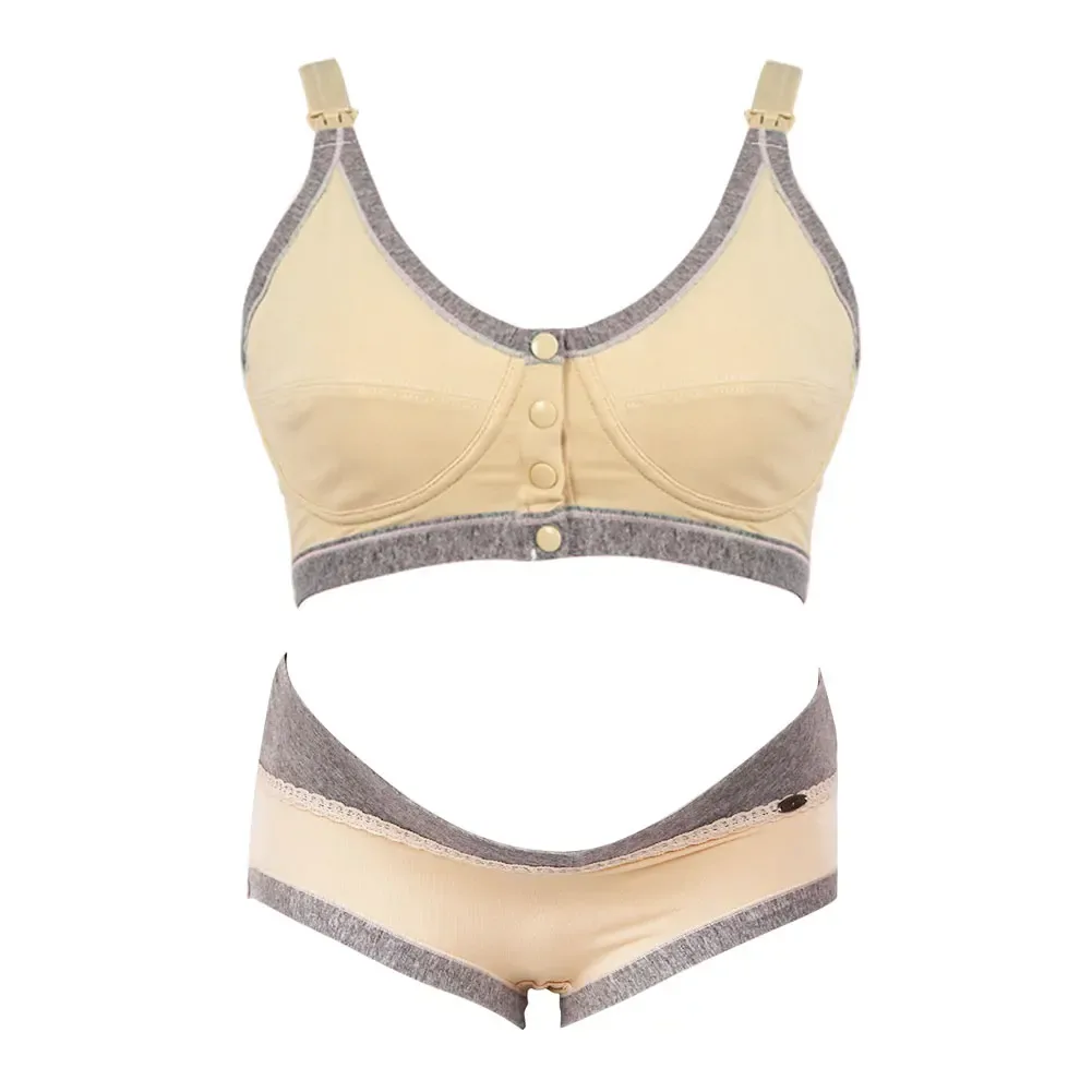 Pregnant Women Underwear Nursing Bras+ Briefs Set Maternity Front Closure Cotton Brassiere Knicker Pregnancy Intimates Panties