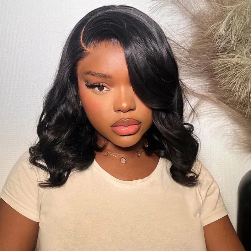 Body Wave 13x6 Lace Front Wig Brazilian Transparent Short Bob Wig Lace Closure Human Hair Wigs For Black Women Wavy Pre Plucked