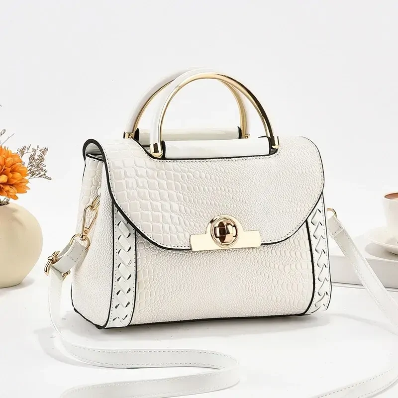 Fashion Top Handle Satchel Bag, Crocodile Pattern Crossbody Bag, Women's Elegant Handbag, Shoulder Bag & Purse