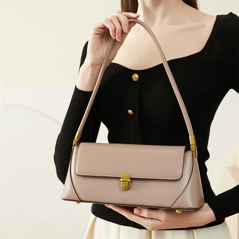 Niche Baguette Bag For Women  New Genuine Leather Armpit Bag French Shoulder Bag Genuine Leather Bag For Women Women's Bags