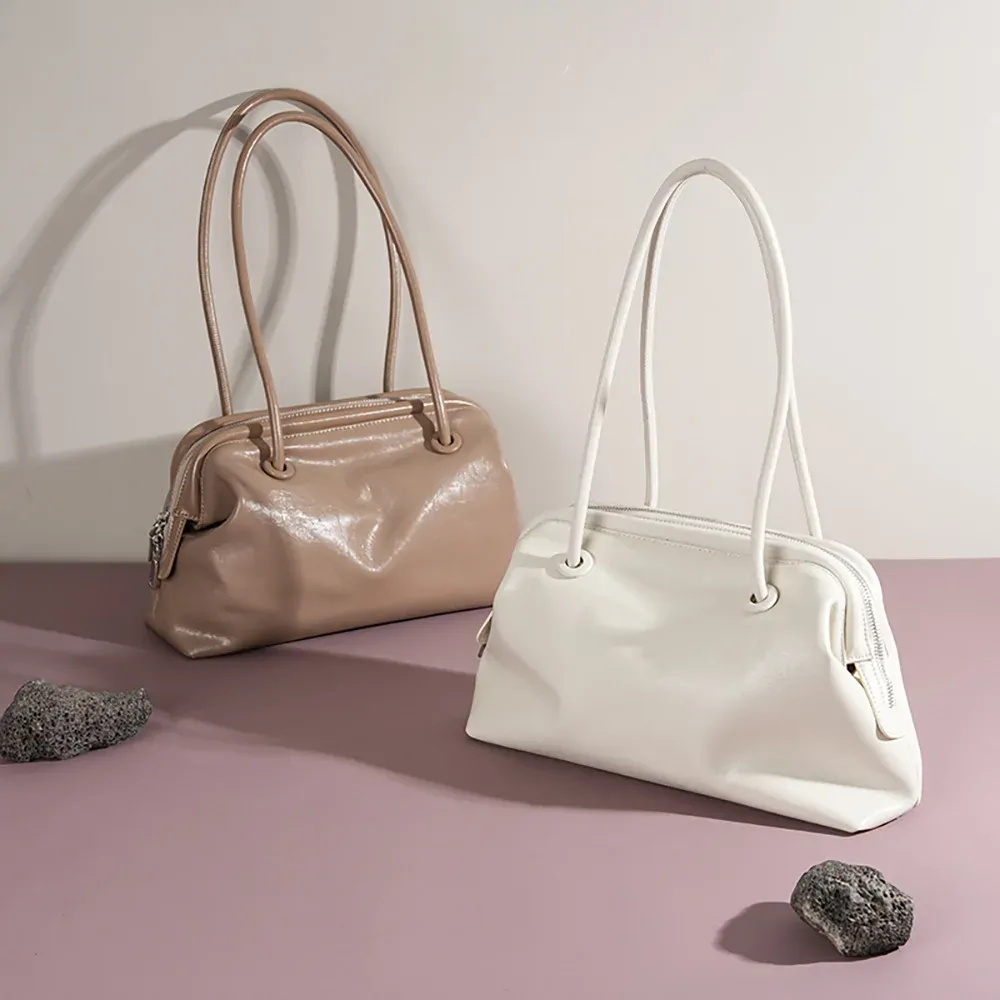 Cow Leather Tote Bag Women Korean Fashion High-capacity Boston Shoulder Bags High-quality Genuine Leather Underarm Bag Bolsa