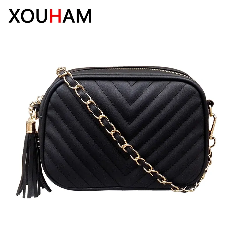 XOUHAM Square Shoulder Bags for Women Chain Messenger Bag Fashion PU Leather Quilted Purse Female Spring Crossbody Pocket