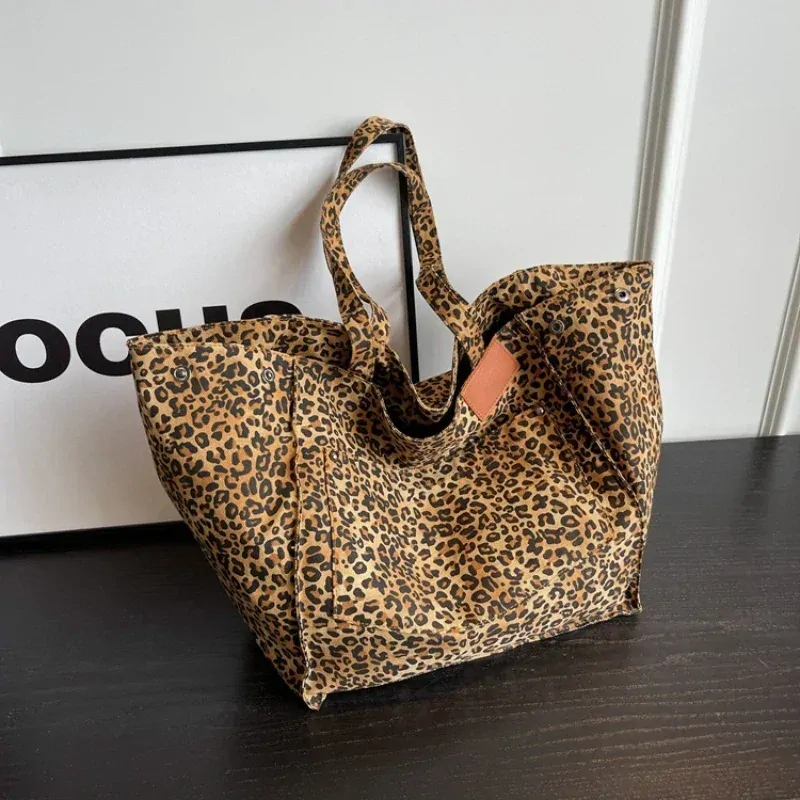 Korean Leopard Design Large Capacity Bag Girl Handbag Fashion Shopper Big Shopping Bags for Women Handbag Lady Shoulder Bag