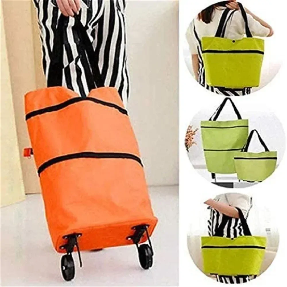 Big Capacity Bags Food Organizer Vegetables Bag Folding Shopping Pull Cart Trolley Bag With Wheels Reusable Shopping Bags