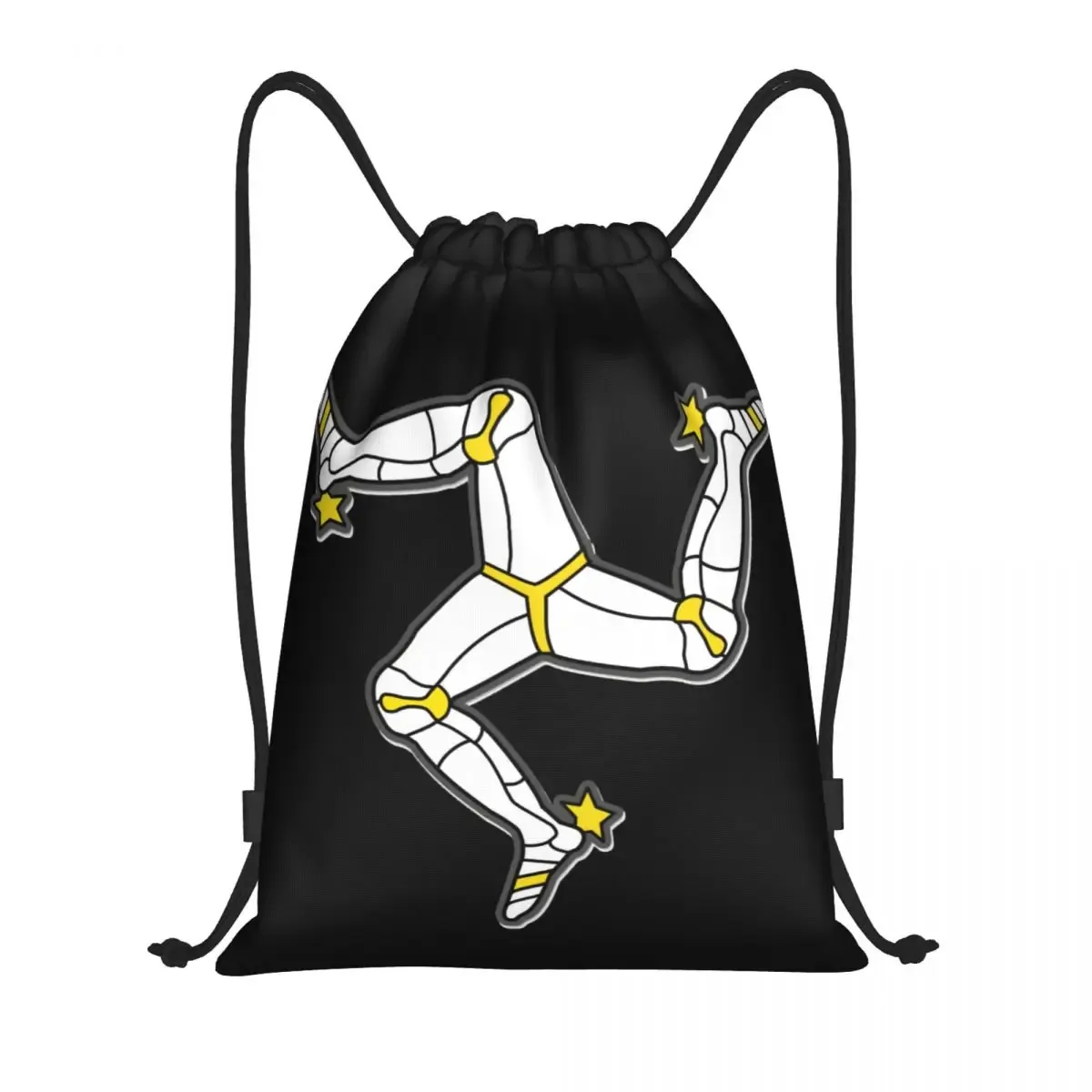 Isle Of Man Flag Drawstring Backpack Women Men Sport Gym Sackpack Portable Shopping Bag Sack
