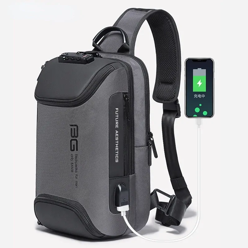 New Luxury Men's Chest Bag Outdoor Travel Shoulder Bag with USB charging Waterproof anti-theft anti-scratch Crossbody Bag