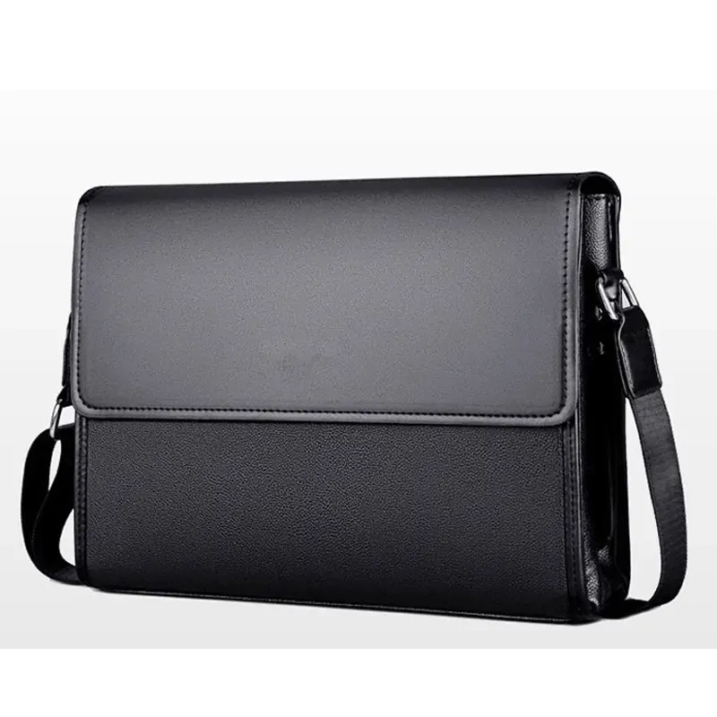 Fashion Black Briefcase Men's Messenger bag Soft PU Leather Shoulder bag Tote Brand Business Male Crossbody bags Handbag