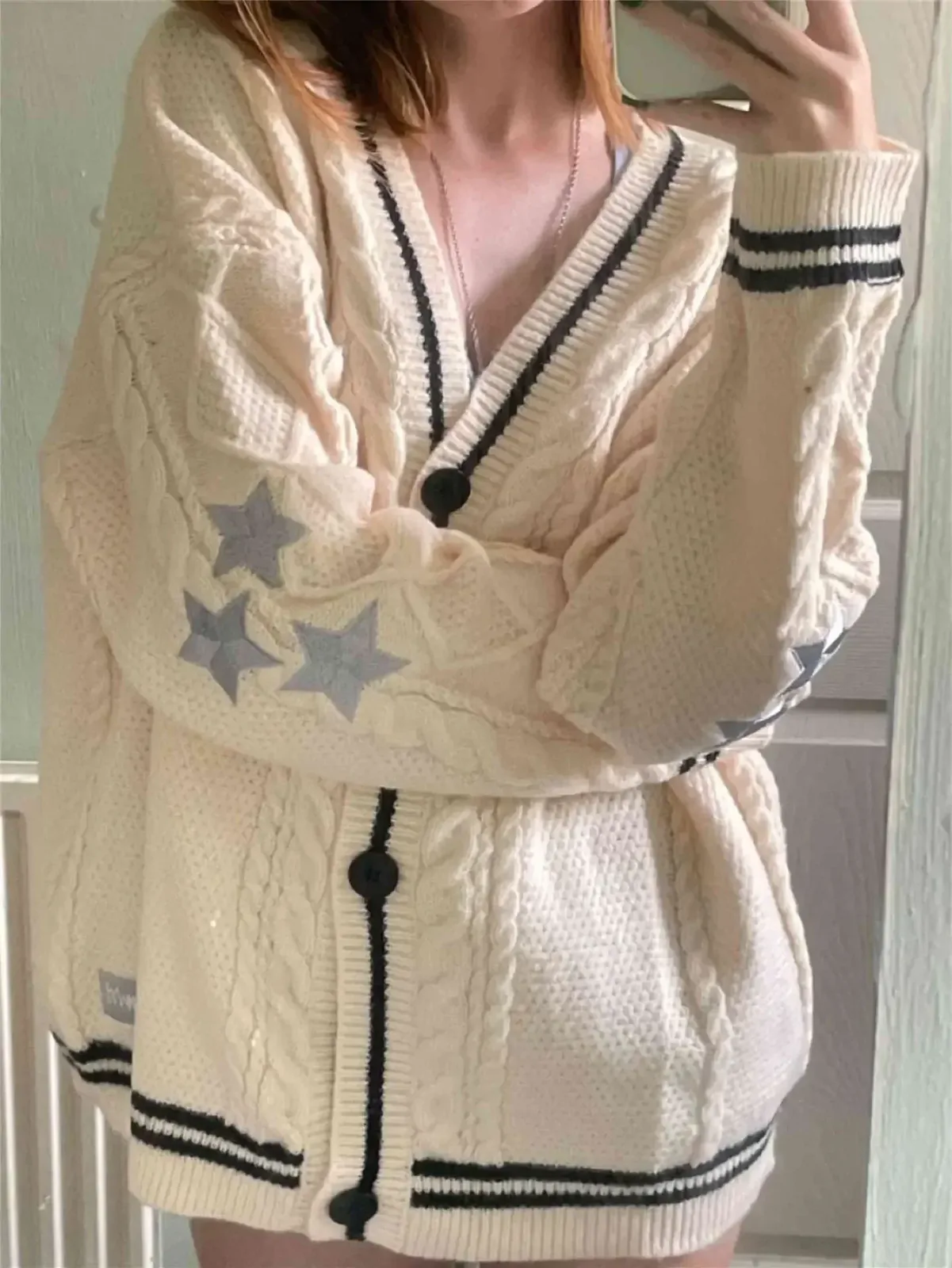 Taylor Swift Cardigan Knitted Folklore European and American Sweater Star Row Single Button Temperament Streetwear