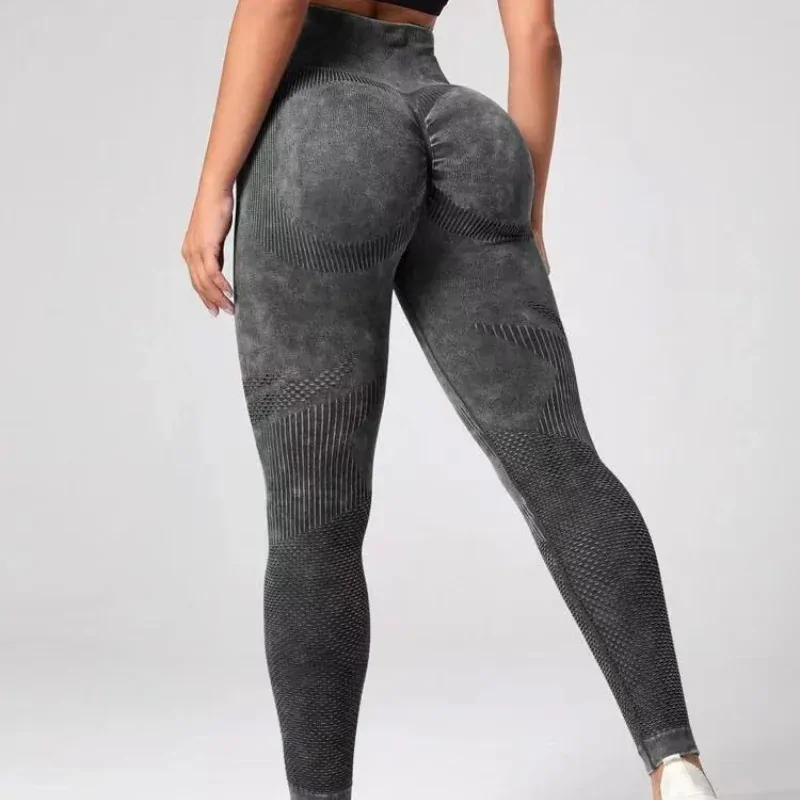 Hollow Women Booty Lifting Knitted Leggings Casual Seamless Sports Yoga Pants Female High Waist Sexy Push Up Scrub Leggins