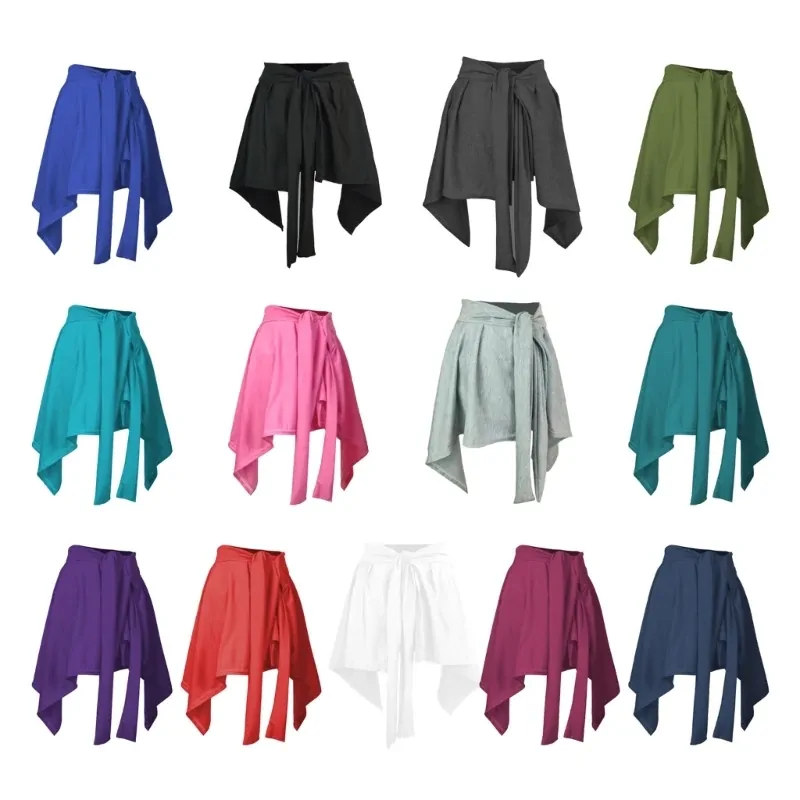 Women Tennis Self-Tie Athletic Yoga Skirt Long Strap Hip Covering Bottoms Ballet Sports Wrap Short Skirts Cover Up Shawl