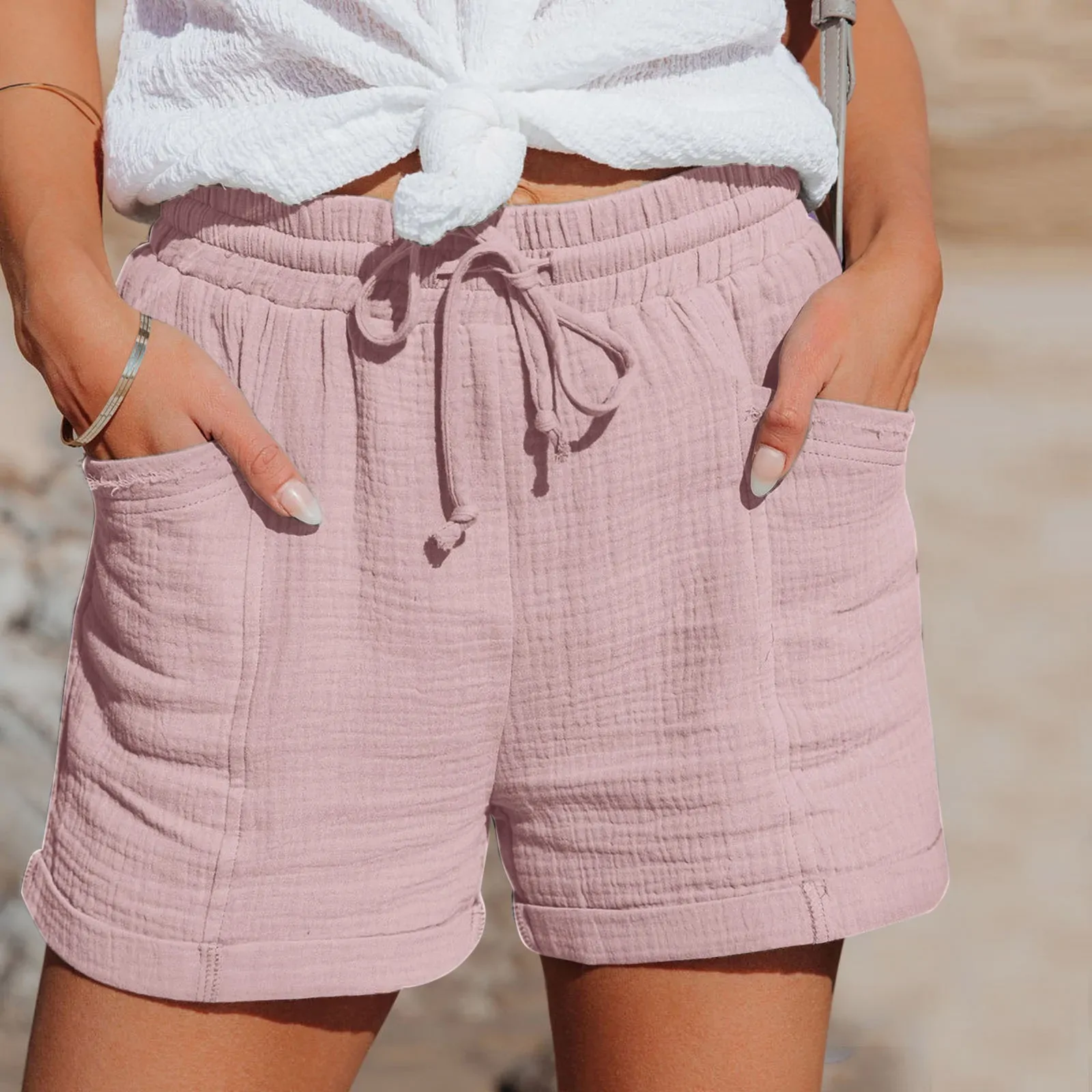 New Summer Cotton Linen Casual Shorts Ladies Fashion Home Streetwear Beachwear Women Basic Short Pants Sports Trousers