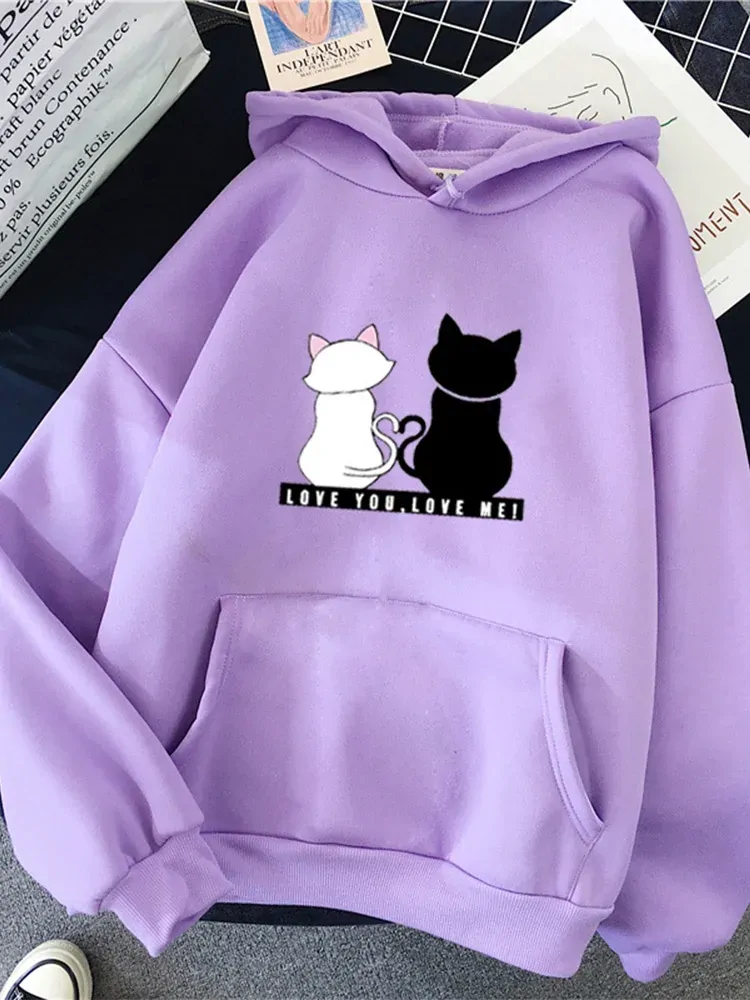 Streetwear Hoodies Women Sweatshirt Autumn Spring Long Sleeve Harajuku Cat Print Sweatshirts Casual Pullover sudadera mujer