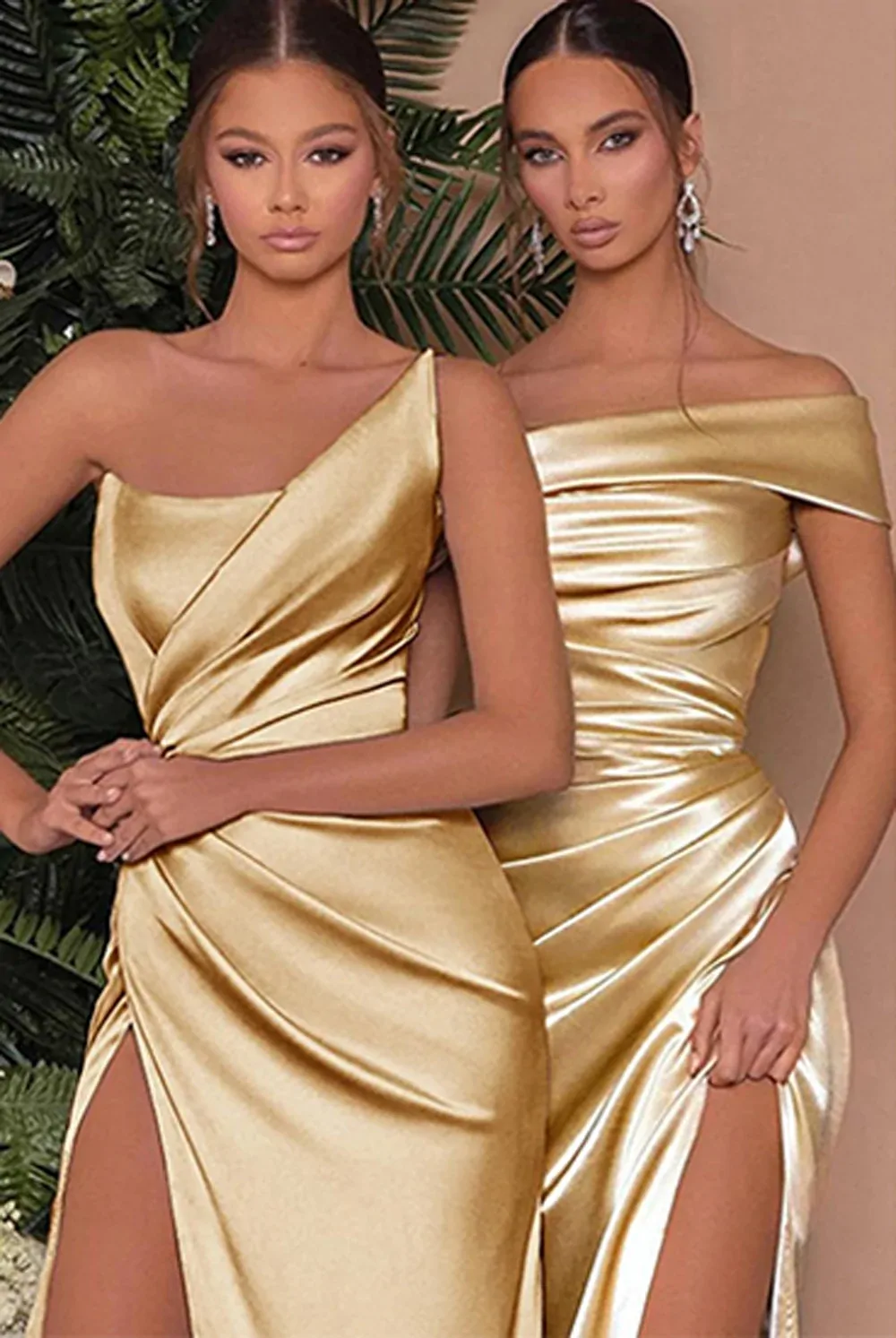 Evening Dress Long Off The Shoulder Satin Elegant Women High Split Ruched Bust Waist Prom Gowns Party Sexy Formal Ocassion
