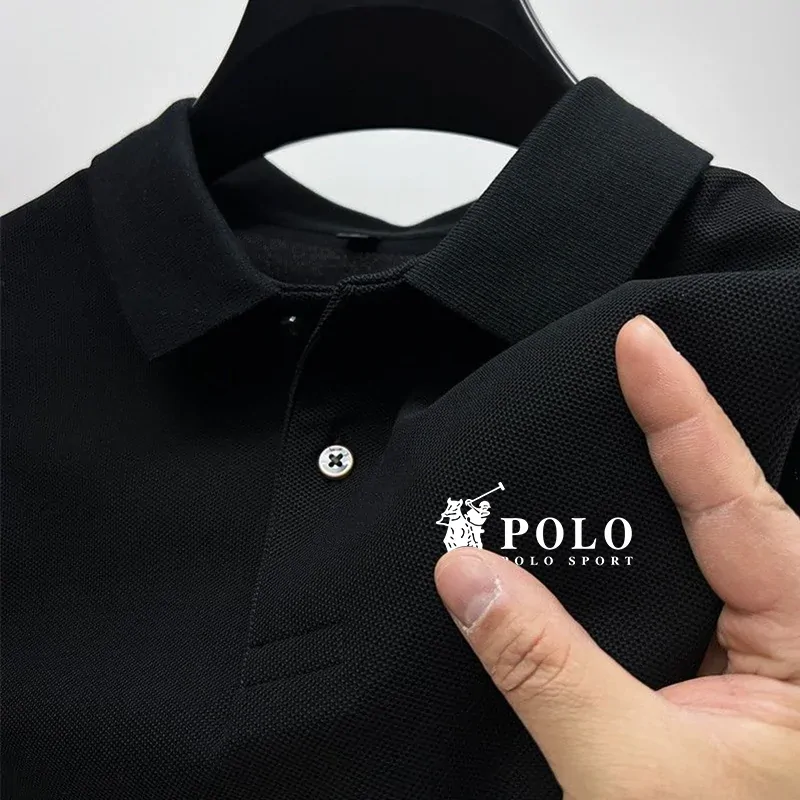 2024 Summer Men's New Short sleeved Business Fashion Casual Polo Shirt Men's Slim Fit Top Polo Shirt