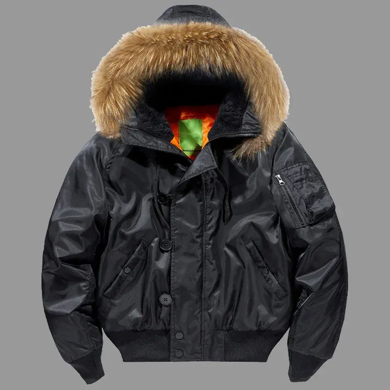 Men's Winter Tactical Military Thick Warm Jacket Windbreaker Fur Collar Bomber Jackets Male N2B Outdoor Multi-pocket Parka S-2XL