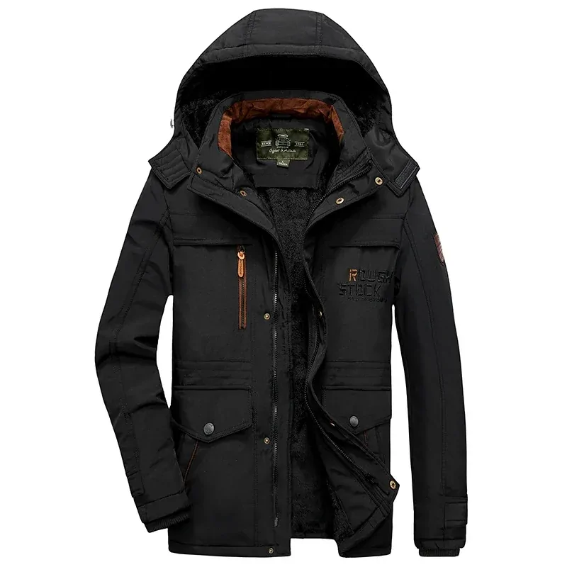 Men's Plus Size New 2023 Brand Men's Casual Jacket Winter Fashion Thick Parkas Male Coats Fur Overcoat Heated Warm Jackets Parka