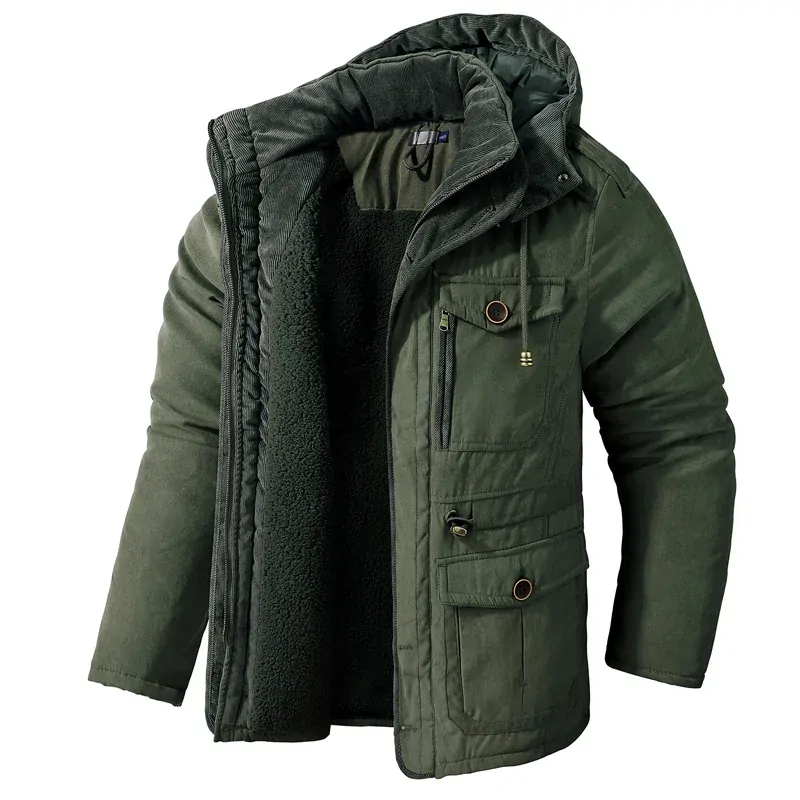 Winter Men's New Parka Outdoor Jackets Hooded Thicken Fleece Windbreaker Coats Military Cargo Jacket Windproof Outerwear Coat