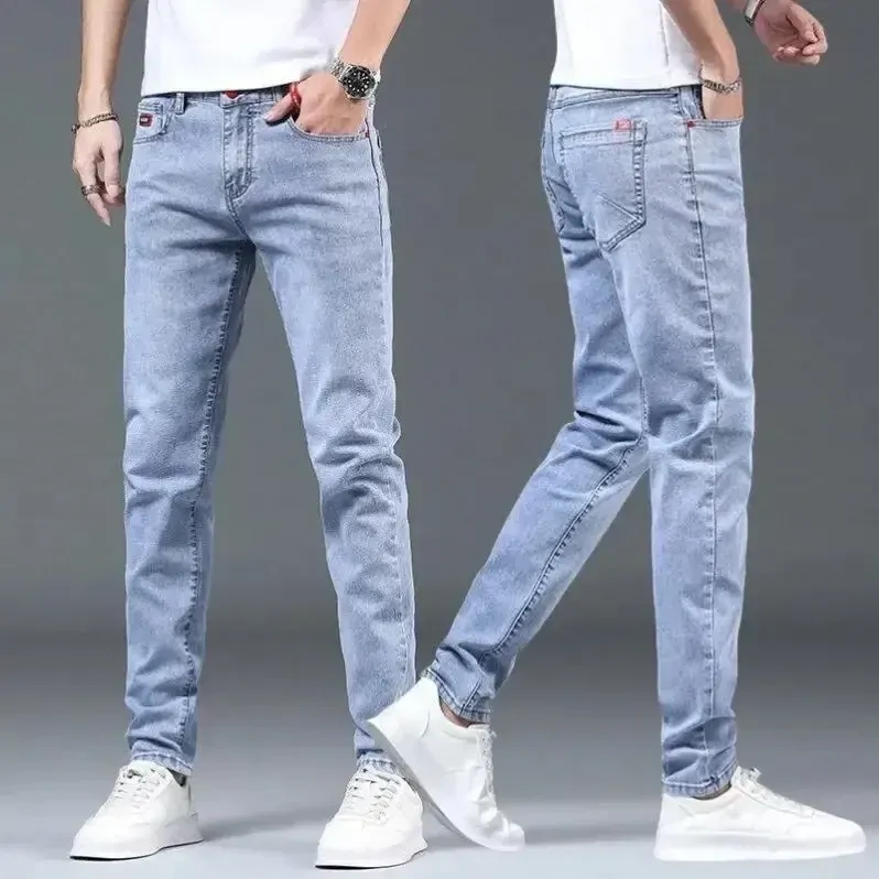 Autumn Versatile Slimming Stretchy Denim Jeans For Men Trendy Long Pants Youthful Korean Style Casual Wear