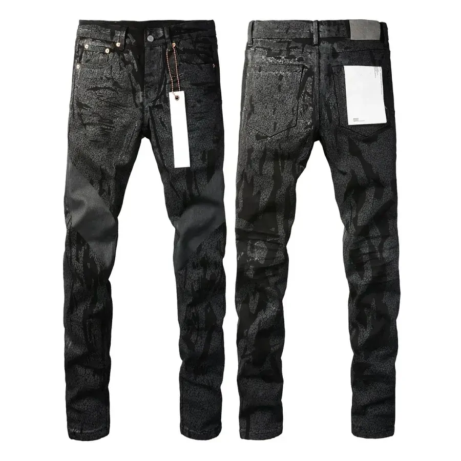 Fashion Purple Jeans Men High Quality Denim Pants Personalized Repair Low Raise Skinny Denim Pants with Coating Texture