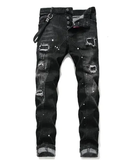 Mens Stretch Skinny Jeans Quality Luxury Brands Men Classic Black Denim Pants Male Fashion Ripped Jeans Size 44-54 Men Clothing