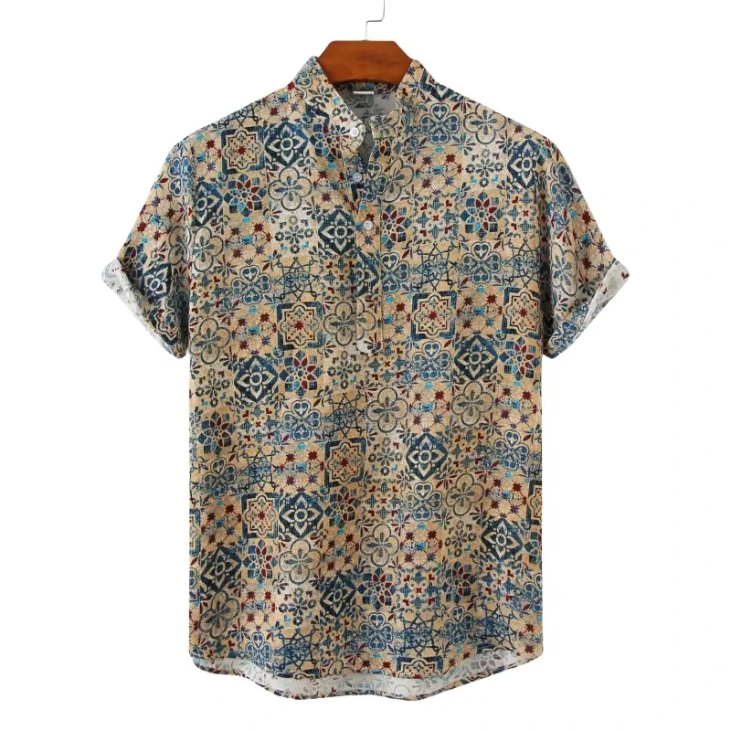 Shirt Men's Clothing Free Shipping Oversize Shirts Man Fashion Blouses Social T-shirts Luxury Hawaiian Cotton High Quality Polo