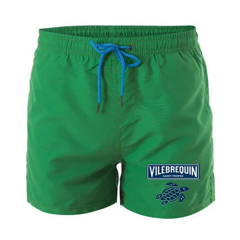 New Beach Shorts Fun Animal Print VILEBREQUIN Turtle Summer Men's Shorts Casual Loose Breathable Fitness Fashionable Sweatpants