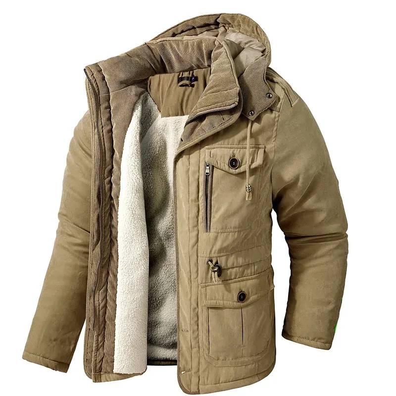 Cashmere Fleece Coats Military Outdoor Men's Thicken Parkas Warm Winter Jacket Cotton-Padded Male Windbreaker Hooded Outwear