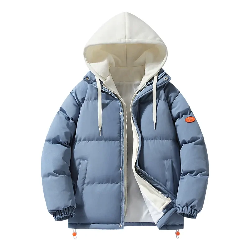Solid Color Warm Hooded Cotton-Padded Jackets For Men's 2023 Autumn Winter Thicken Outdoor Thermal Parkas Casual Loose Down Coat