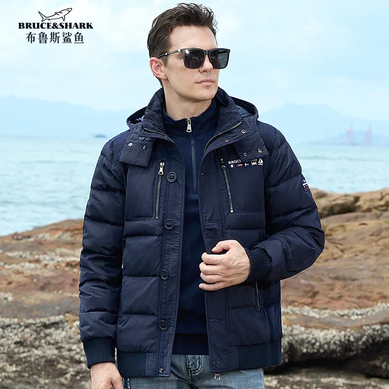 Men's Down Feather Jacket 70% Gray Duck Feather Luxury Brand Waterproof Casual Men's Thick Coat Hooded Thermal Big Size 3XL