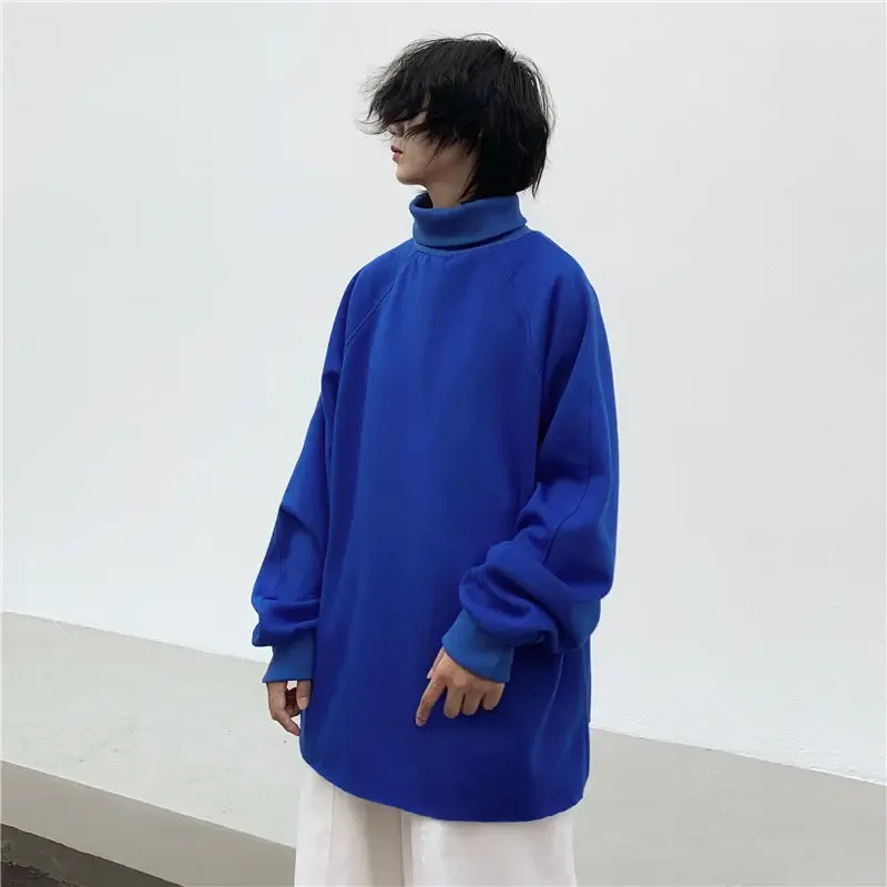 Side Slit 150kg Can Wear Oversized 2xl Turtleneck Fashion Casual 2022 Hoodie Long Sleeve Sutumn Winter Black Men Harajuku Tops