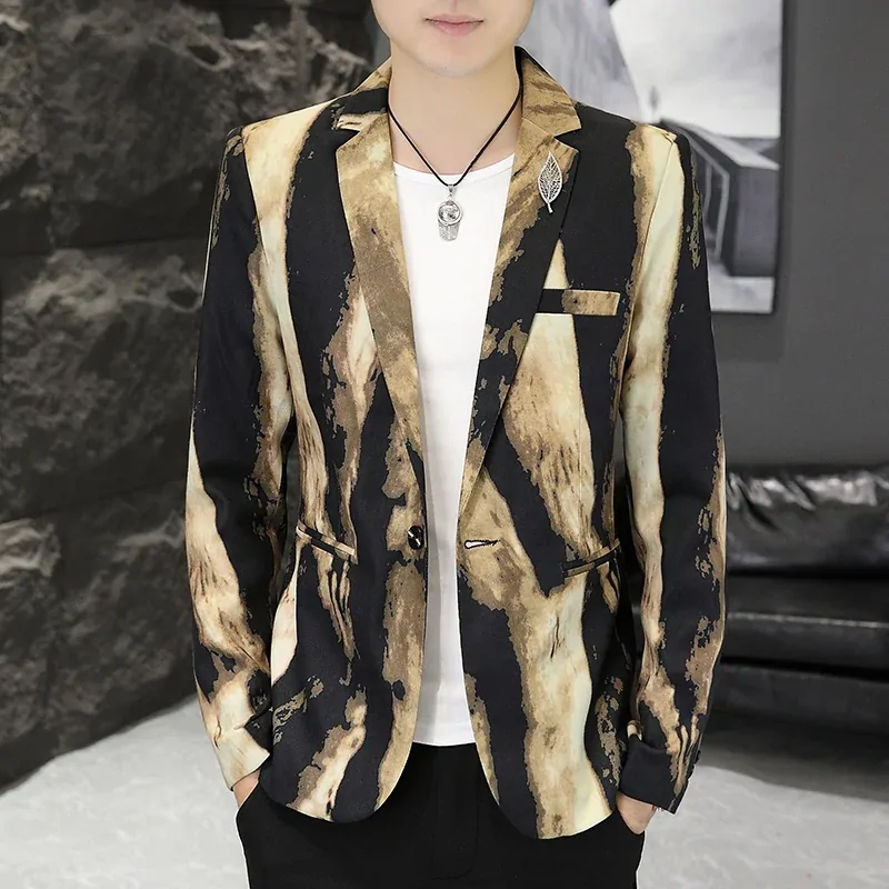 Fashion Explosion Main Push Korean Version of Casual Men's Suit New Trend Slim Personality Suit Handsome Single Coat