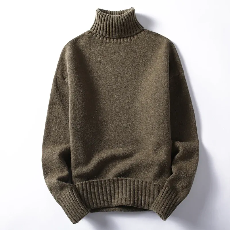Mens Turtleneck Sweaters and Pullovers Winter Casual Solid Knitted Turtleneck Wool Sweater Fashion Pullover Homme Men Brand