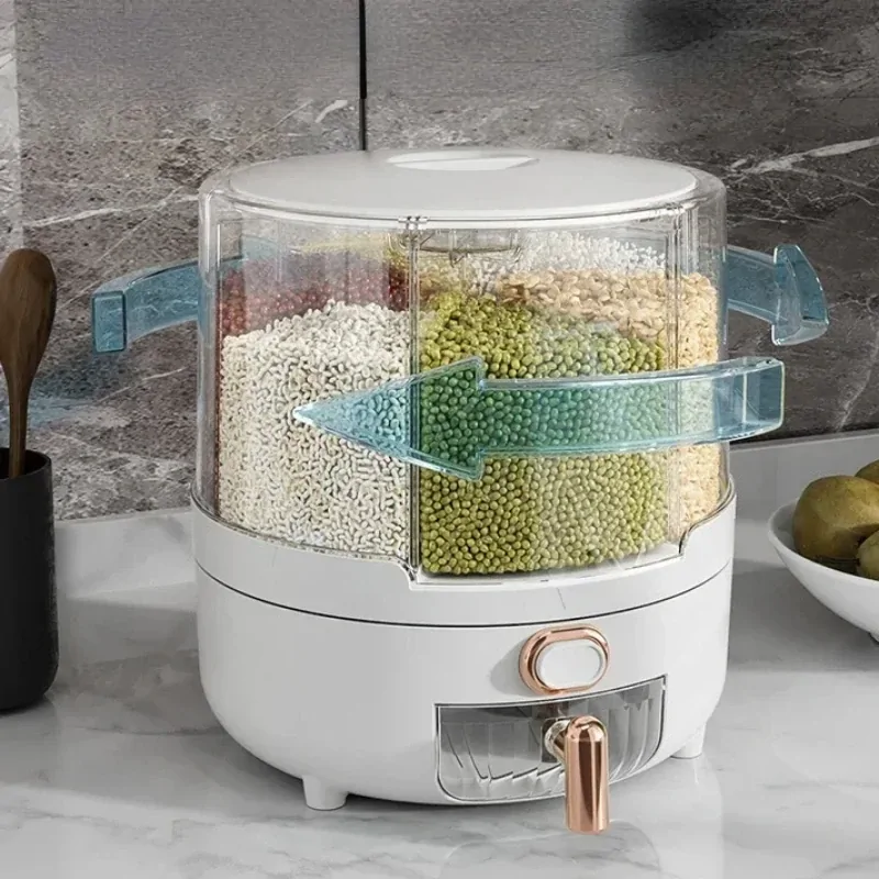360 ° Large Household Rice Bucket Grain Storage Box Sealed Insect and Moisture Proof Rice Storage Box Rice Tank Food Storage