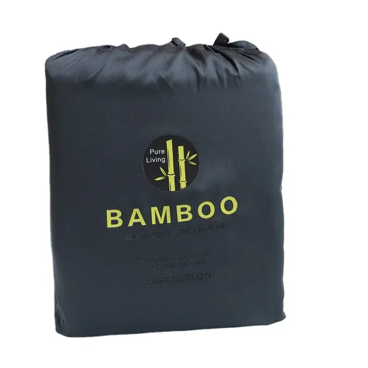 High Quality 60S Bamboo Fiber Beddings 300T Solid Color Bamboo Fiber duvet cover flat sheet pillowcase 4 in 1 set
