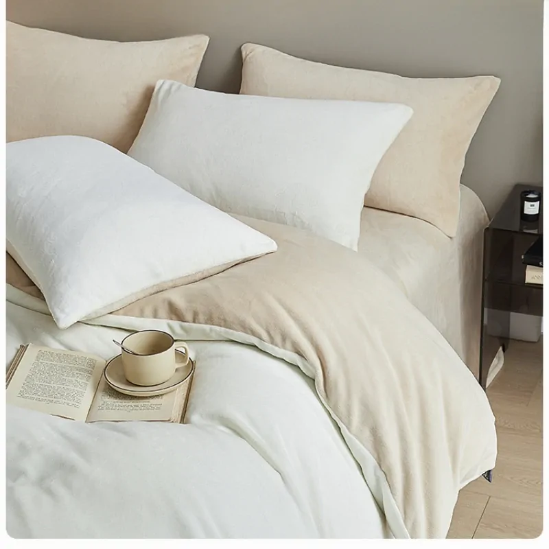 High-end Class A milk velvet four-piece set autumn and winter warm baby velvet thickened coral velvet sheets duvet cover bedding