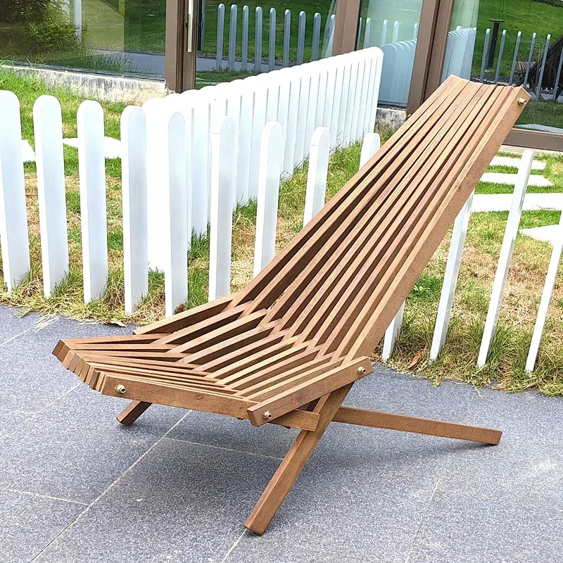 Ergonomic Wooden Sun Loungers Nordic Designer Minimalist Backyard Lounge Chair Modern Luxury Cadeira De Praia Outdoor Furnitures