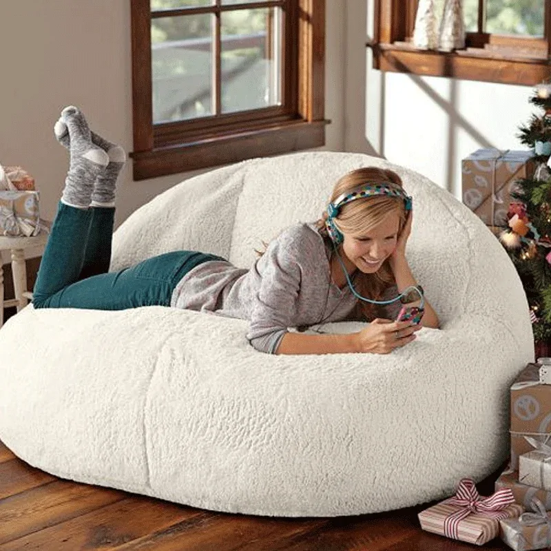 022 New Bean Bag Sofa Bed Pouf No Filling Stuffed Giant Beanbag Ottoman Relax Lounge Chair Tatami Futon Floor Seat Furniture