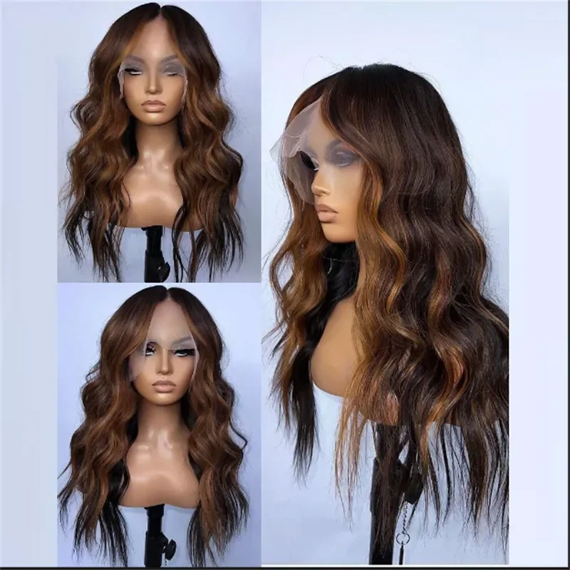 Long Soft 26 inch Glueless Highlight Blonde Body Wave European Jewish Human Hair HD 13x4 Lace Front Wig For Women With Baby Hair