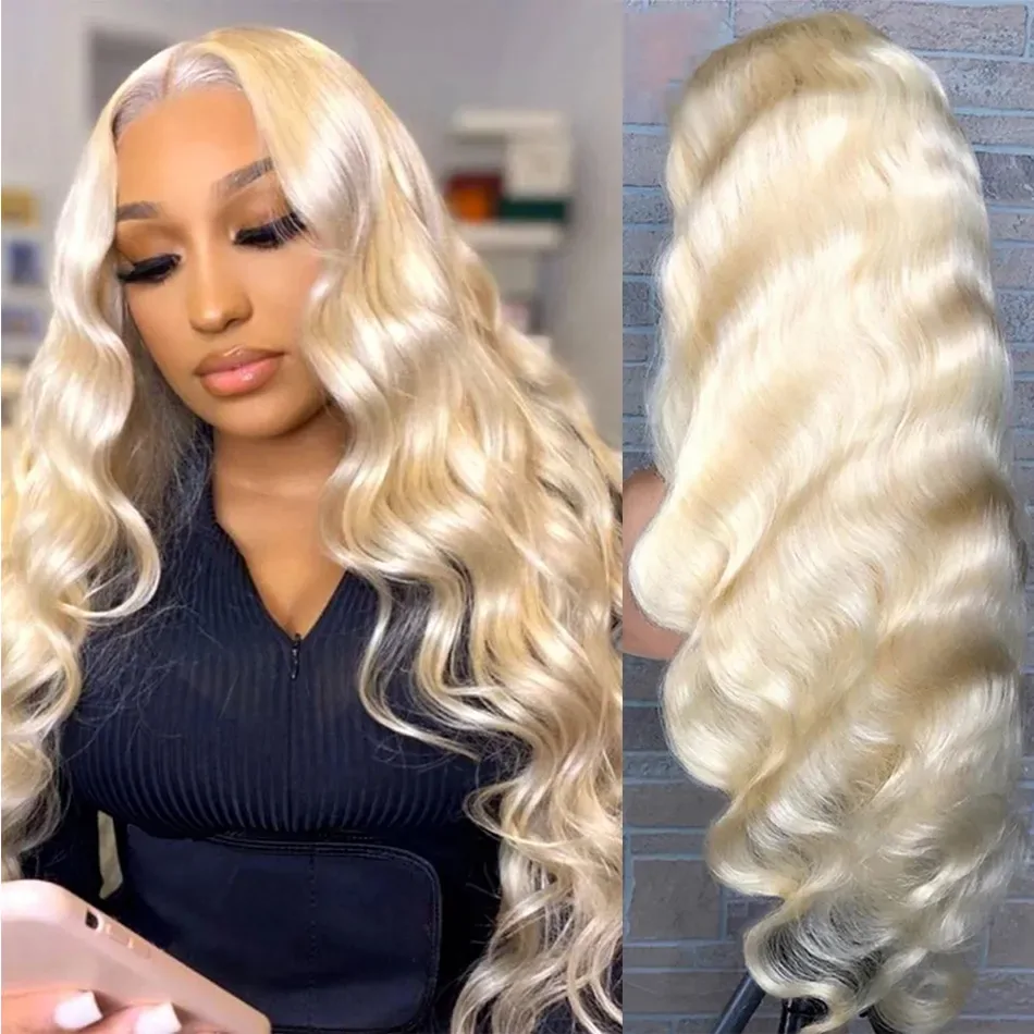13x4 HD Lace Wig 613Blonde Human Hair Wigs for Women Transparent Brazilian Body Wavy Human Hair Wig 30 34 Inch Lace Wig Honey