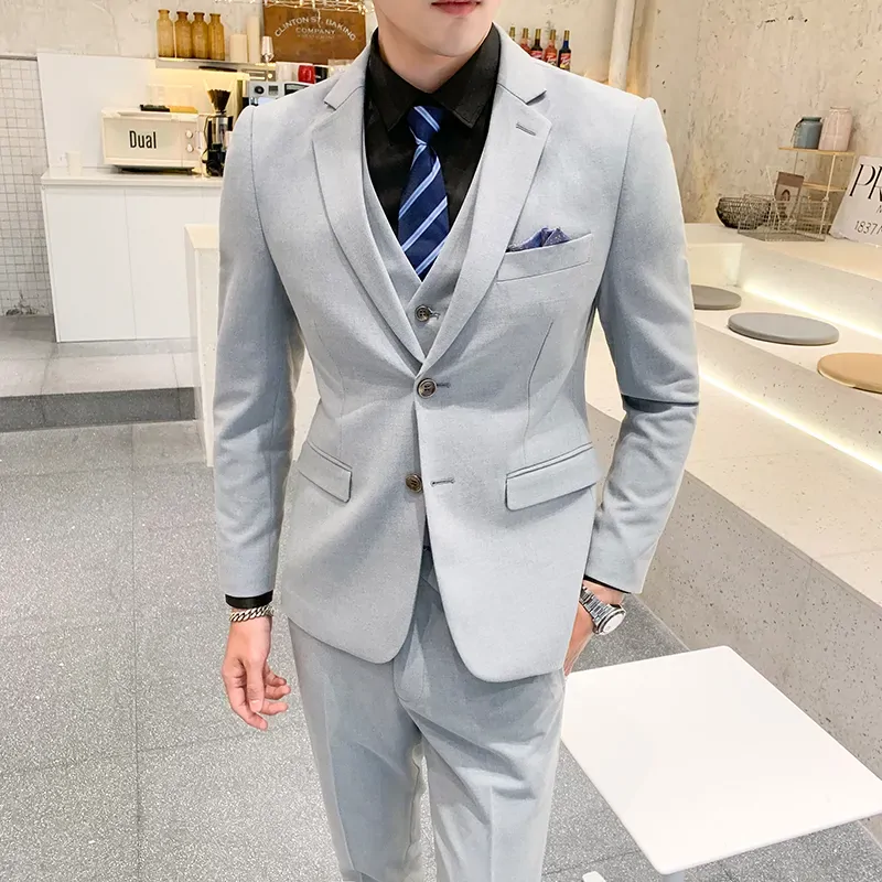 3PCS Men Suit Fashion 2020 High Quality Business Formal Wear Suit Men Slim Fit Plus Size Wedding Suits For Men Clothing 5XL-S