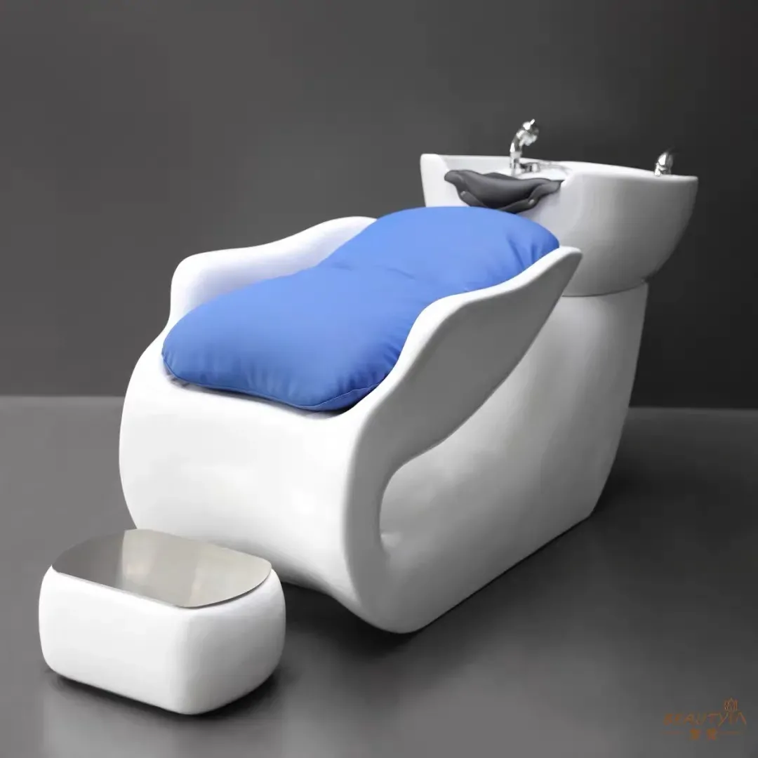 Factory direct high-grade tide shop barber shop shampoo bed hair salon special ceramic basin hair salon semi-recumbent washbed.
