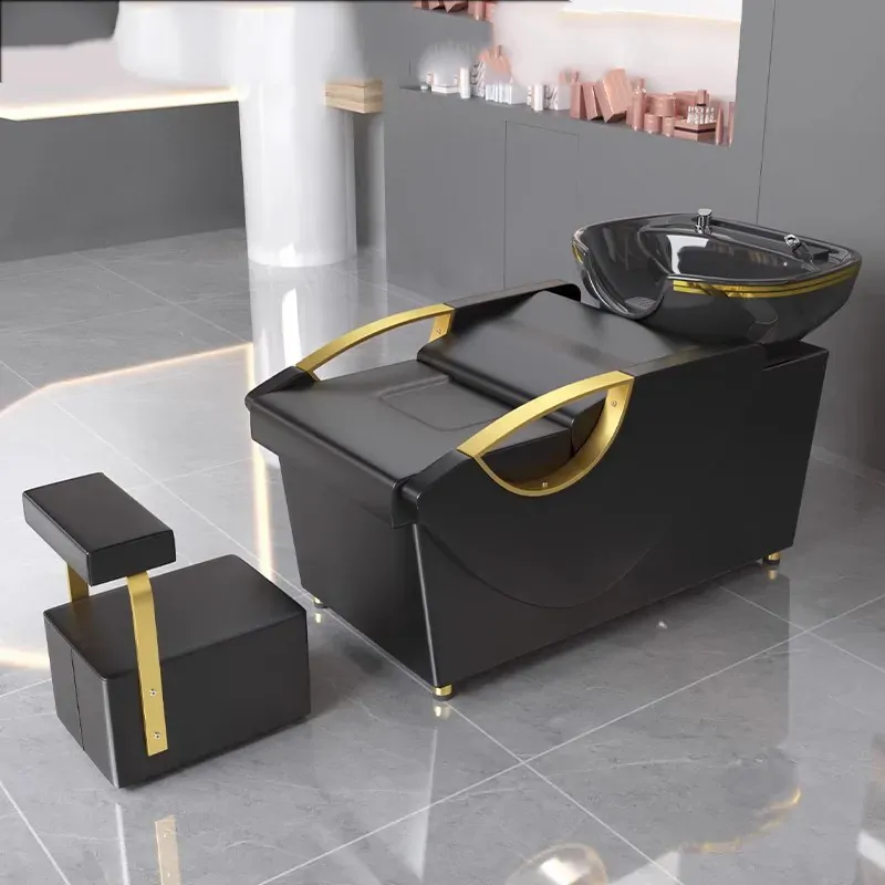 Black Professional Hairdressing Shampoo Chair Beauty Salon Chair Lying Head Spa Equipment Chaise Coiffure Store Furniture XY50SC