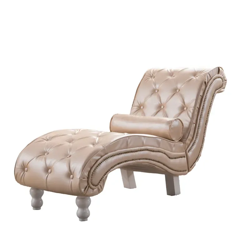 Faux Leather Tufted Chaise Lounge Chair Modern Upholstered Couch for Bedroom Living Room Furniture Chesterfield Lounger Daybed