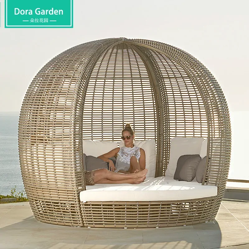 Customized Nordic household creative personality birdcage club hotel open-air sea view room split lotus leisure rattan bed