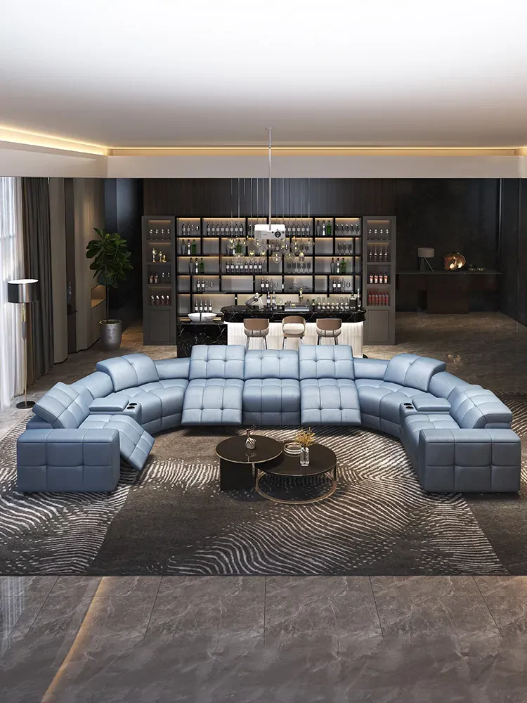 Villa private cinema sofa U-shaped leather electric first-class space sofa cabin cinema KTV video room sofa